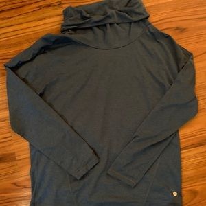 Blue athletic cowl neck long sleeve